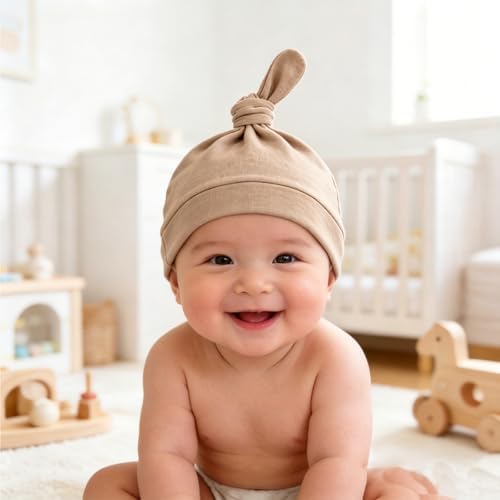 LAWKUL Cotton Baby Newborn Hats Set, 3 Pack, 0-6 Months - Image 5