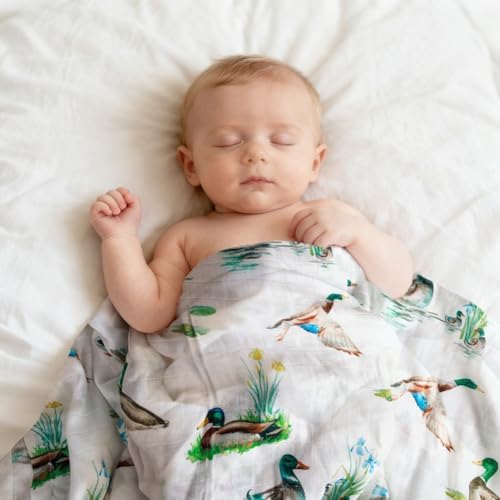 2 Pack Mallard Duck Muslin Swaddle Blankets 70% Bamboo 30% Cotton Breathable - Image 4