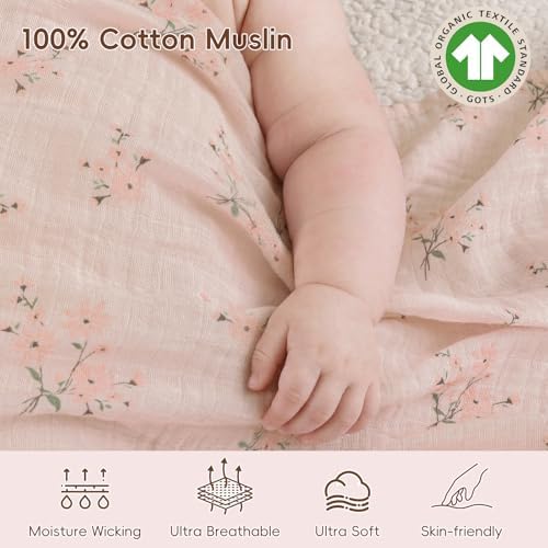 david's kids 4 Pack Baby Muslin Swaddle Blankets, 100% Cotton and Ultra Soft - Image 2