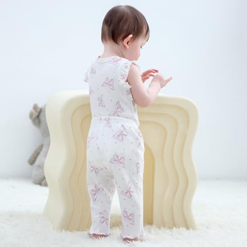 Ruliby Baby Bodysuit and Pant Set Summer Ribbed Mix Match Infant Clothes - Image 2