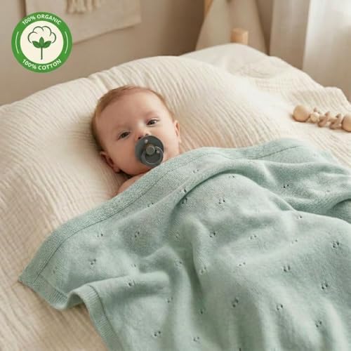 Receiving Blankets, 100% Organic Cotton Knit, Newborn Baby Swaddle | - Image 5