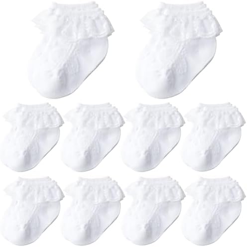 Baby Girl Lace Socks 10 Pack Newborn Ruffle Socks Cotton Ankle Dress Sock by Unknown