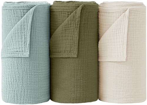 Bearmoss Muslin Swaddle Blankets, 40 x 38 inches Baby Swaddle by Bearmoss