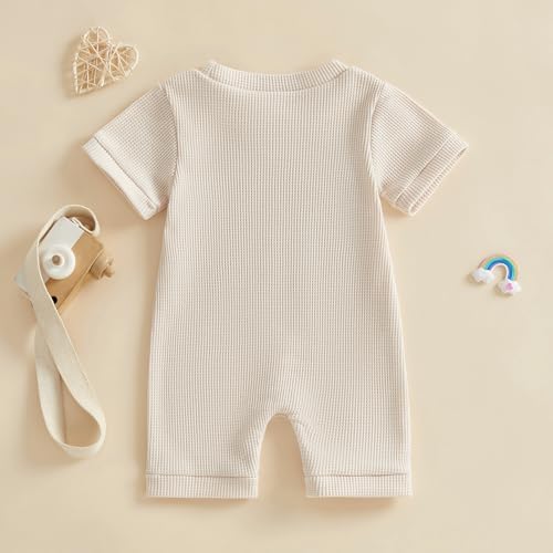 allshope Newborn Baby Boy Summer Outfit Romper Letter Embroidery Short Sleeve - Image 7