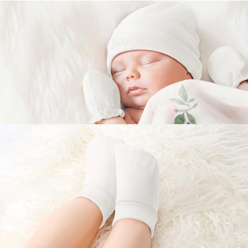 BQUBO Newborn Baby Hat Mittens Socks Set Infant Cotton Beanie Gloves Thick Warm - Image 3