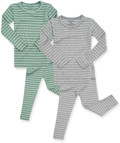 AVAUMA Stripe Pattern Baby Boys Girls Pajama Set Kids Toddler Snug fit Ribbed by AVAUMA