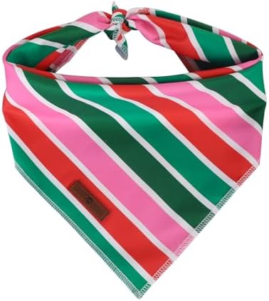 lionet paws Christmas Dog Bandana, Fabric Colorful Stripe Dogs Kerchief by lionetpaws