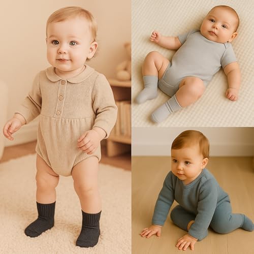 bistyle Baby Grip Ankle Socks 6 Pairs | Newborn Infant Toddlers Sock Organic - Image 2