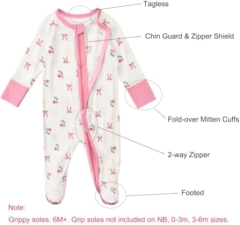 Aablexema Baby Rayon of Bamboo Footed Pajamas Zipper - Image 3
