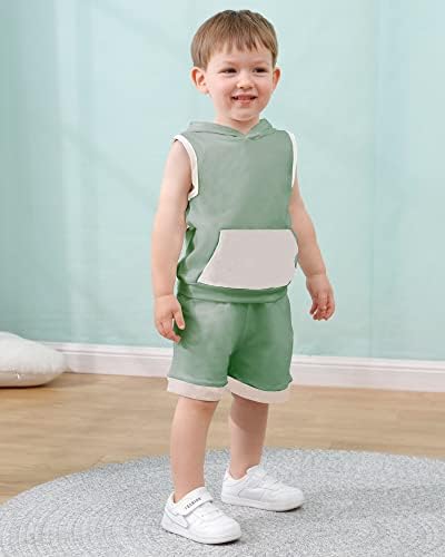 SANMIO Toddler Boy Clothes Summer Outfits Hoodie Tank Tops and Shorts Set - Image 2
