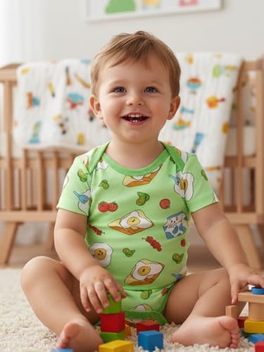 Kids Rayon of Bamboo Pajamas Set Short Sleeve Button Shorts Ages 0-24 - Image 2
