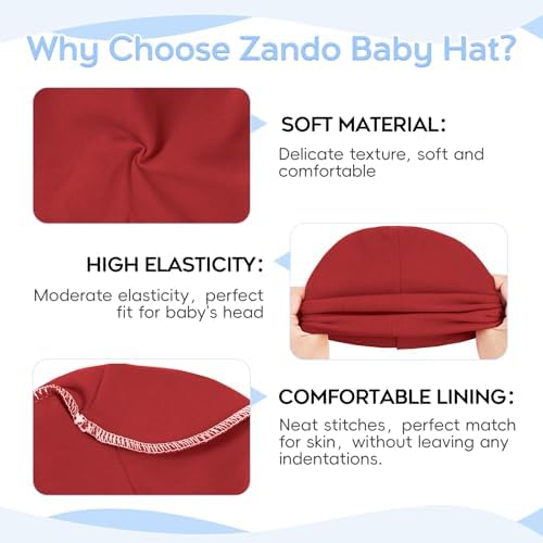 Zando Baby Beanie Newborn Hats Infant Toddler Seamless Warm Soft Knit Cap - Image 3