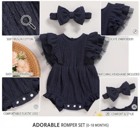 TITKKOP Ruffle Bubble Romper for Baby Girl | One-Piece Shorts Jumpsuit | Summer - Image 6