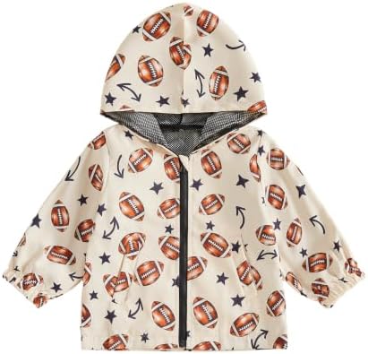 Toddler Baby Boy Footabll Outfit Hooded Zip Up Jacket Fall Outwear by Unknown