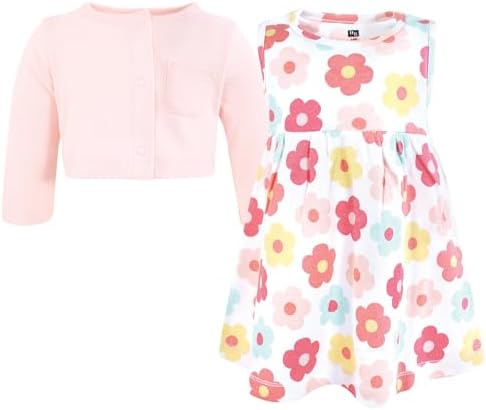 Hudson Baby Infant and Toddler Girls Cotton Dress and Cardigan Set - Image 3