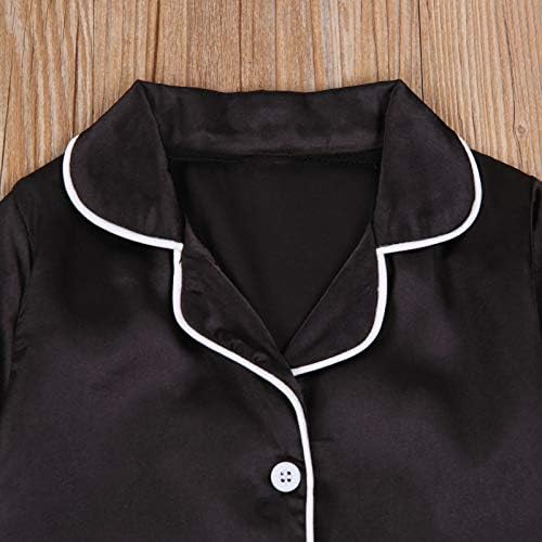 Kids Baby Girl Boy Satin Pajamas Set Button Down Sleep Shirt Top+Long Pants - Image 2