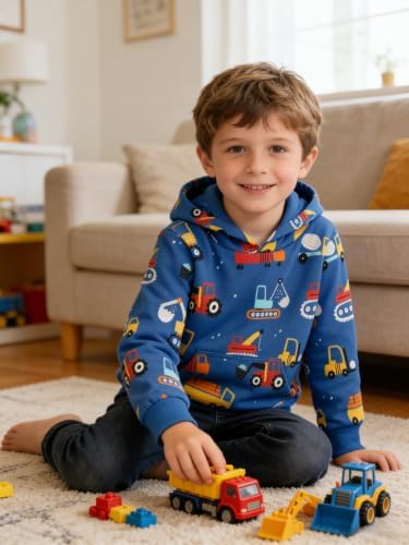 RETSUGO Baby Boys Dinosaurs Hoodie Boy Girls Truck Pullover - Image 4