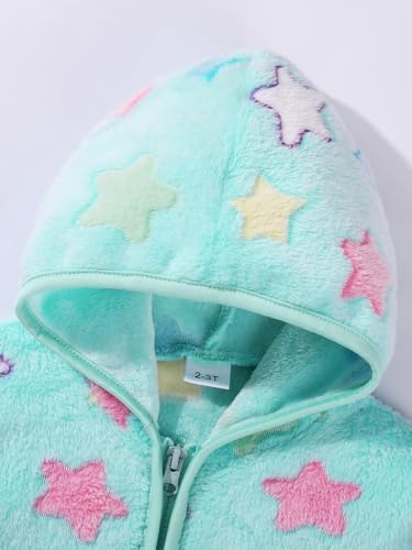 Toddler Baby Girl Fleece Jackets Fall Clothes Hooded Zip Fuzzy Coats - Image 5