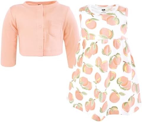 Hudson Baby Infant and Toddler Girls Cotton Dress and Cardigan Set - Image 3