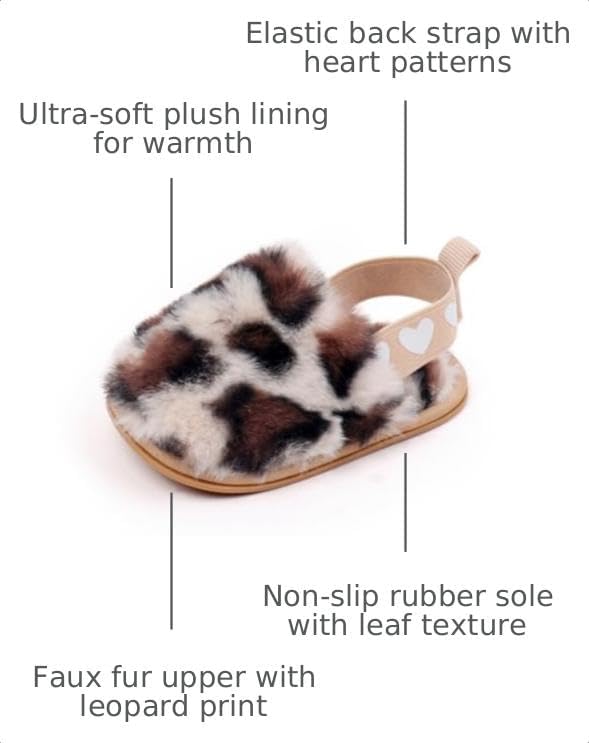 Baby Shoes Pink Leopard Baby Girl Slippers Non-Slip Soft Sole Toddler First - Image 3