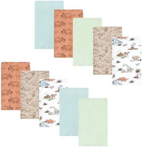 Luvable Friends Hudson Baby Flannel Burp Cloths 10pk, Dino Exploration by Luvable+Friends