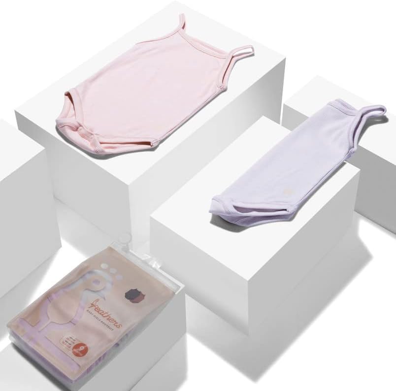 Feathers Baby Girl Tank Top Bodysuit Cotton One Piece 2 Pack, Sizes 3M-36M - Image 5