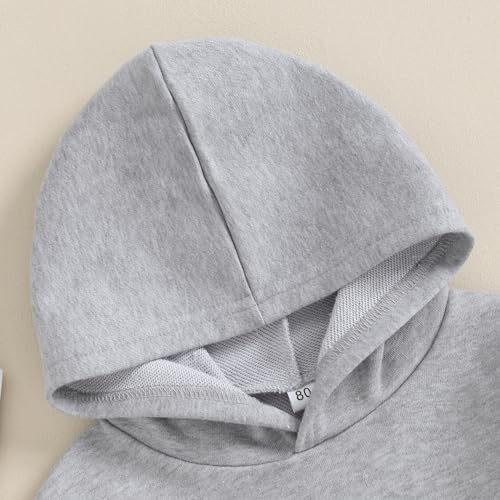 Toddler Baby Boy Girl Hoodies Solid Color Long Sleeve Kangaroo Pocket Hooded - Image 5