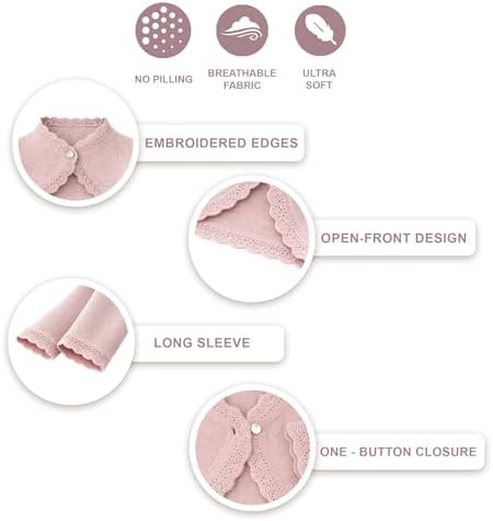 Lilax Little Girls' Knit Long Sleeve Button Closure Bolero Cardigan Shrug - Image 4