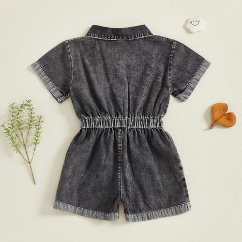 Baby Girl Denim Outfit Button Romper Jean Jumpsuit Shorts Overalls Toddler - Image 6