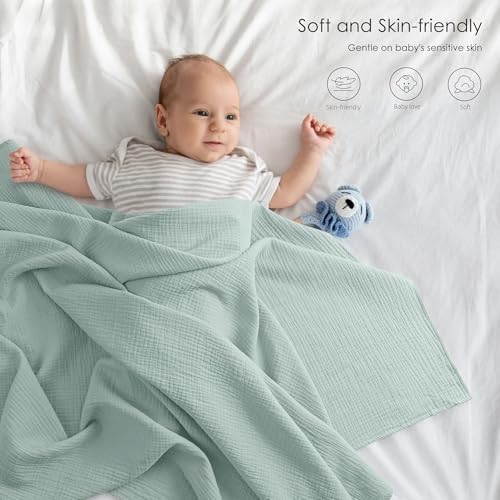 Bearmoss Muslin Swaddle Blankets, 40 x 38 inches Baby Swaddle - Image 2