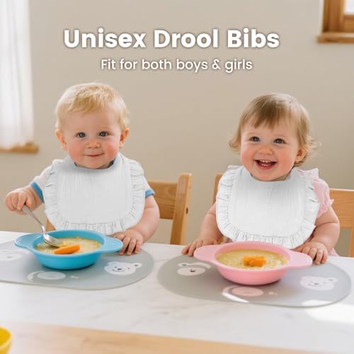 Oiomniv Muslin Baby Bibs, 100% Cotton Bandana Drool Bibs Soft Cotton Adjustable - Image 6