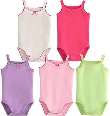 Girls Spaghetti Strap Bodysuit Sleeveless Tank Top Cotton One-Pieces Pack of by Blueleyu
