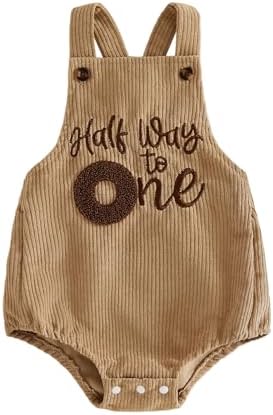 Honganda Baby Boy 1/2 Birthday Outfit Half Way to One Cake Smash Romper by Honganda