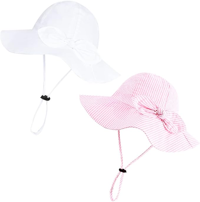 Baby Girl Sun Hat with UPF 50+ Outdoor Adjustable Beach Hat with Wide Brim by DANMY
