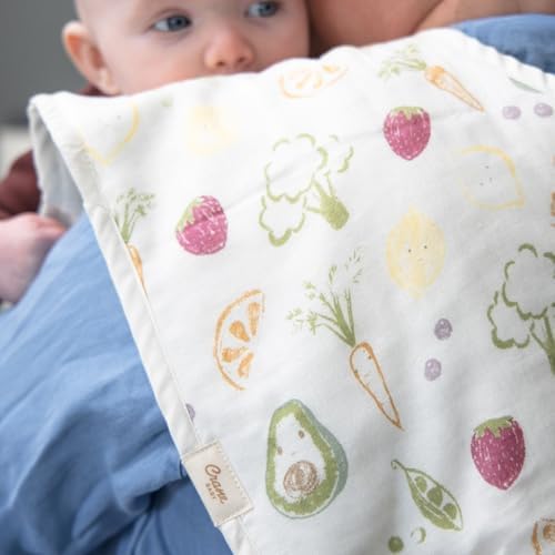 Crane Baby Clementine Cotton Muslin Burp Cloth Set of 3, Fruits & Veggie Print - Image 5