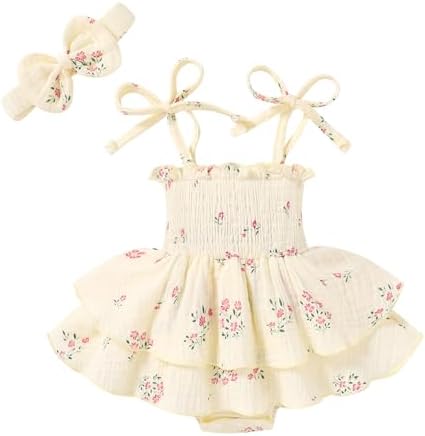 YOUNGER TREE Baby Girl Clothes Infant Summer Romper Dress Sleeveless Bodysuit by YOUNGERTREE