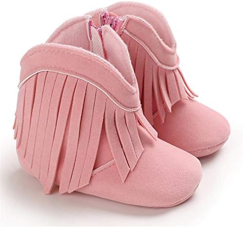 SOFMUO Suede Fringe Baby Cowboy Boots Side Zipper Non Slip Infant Booties - Image 6