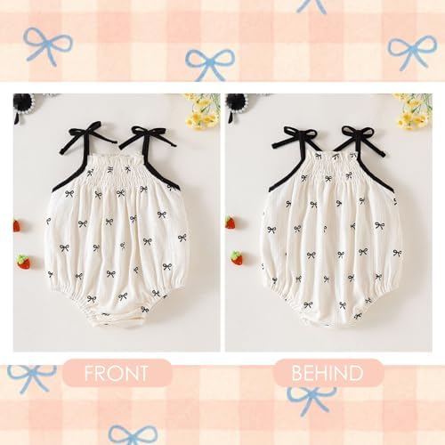ROMPERINBOX Baby Girl Bodysuit Cotton Spaghetti Strap Sleeveless Onsies Summer - Image 2