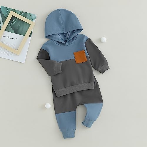 Infant Baby Boy Fall Winter Clothes Outfit Hooded Long Sweatshirt Pant Set - Image 2