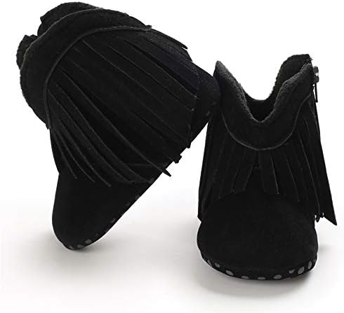 Timatego Baby Girl Cowboy Tassel Boots Side Zipper Non Slip Stay On Booties - Image 5