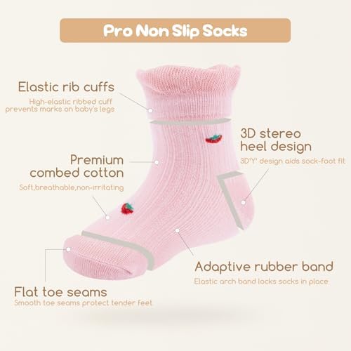 Aroveea Toddler Socks Non Slip Grip Ankle Baby 12 Pack - Image 5