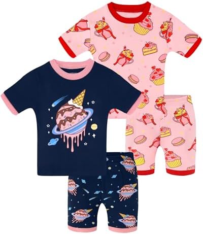 DAUGHTER QUEEN Girls Summer Pajamas Set 4 Pieces 100% Cotton Sleepwear Size 18 by DAUGHTERQUEEN