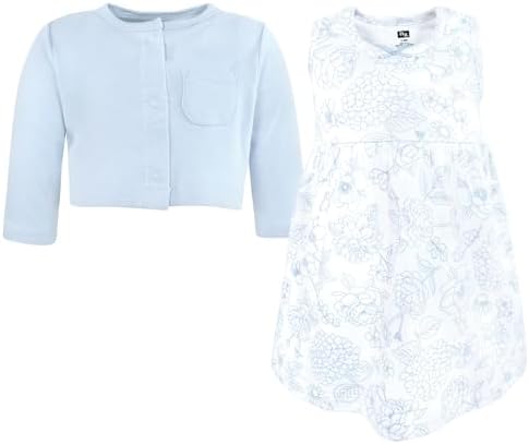 Hudson Baby Infant and Toddler Girls Cotton Dress and Cardigan Set - Image 3
