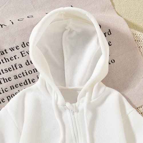 Unutiylo Unisex Baby Boys Girls Long Sleeve Infant Baby Zipper Hooded Jumpsuits - Image 5