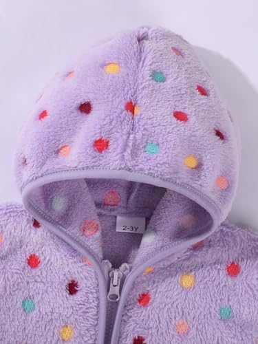 Toddler Baby Girl Fleece Jackets Fall Clothes Hooded Zip Fuzzy Coats - Image 5