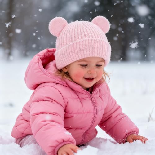 Bear Baby Beanie Knitted Baby Winter Hat Infant Toddler Boys Girls Beanie - Image 3