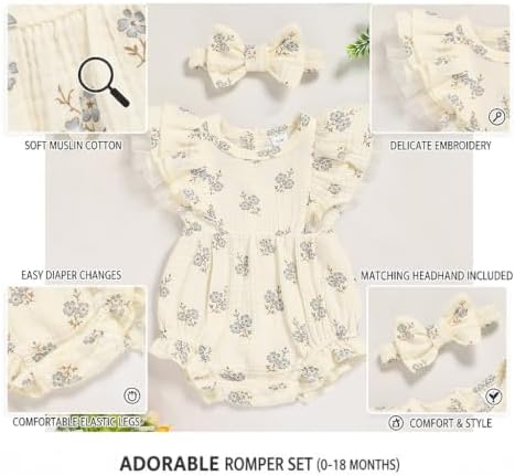 TITKKOP Ruffle Bubble Romper for Baby Girl | One-Piece Shorts Jumpsuit | Summer - Image 7