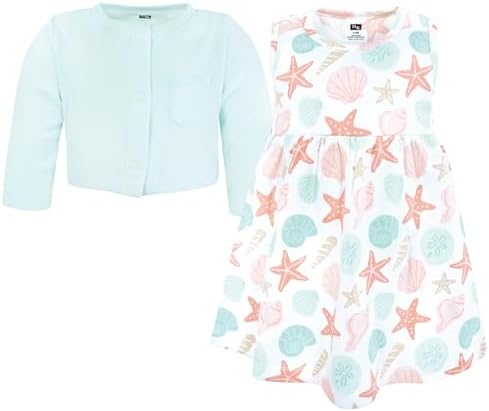 Hudson Baby Infant and Toddler Girls Cotton Dress and Cardigan Set - Image 3
