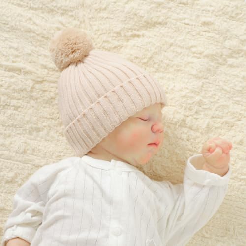 Baby Hats and Booties Set Newborn Knit Pompom Beanie Caps Shoes Winter - Image 3