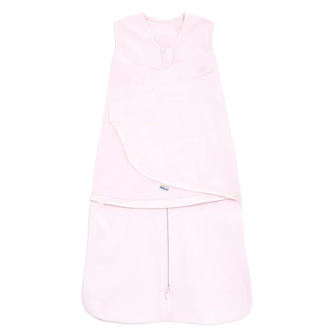 HALO 100% Cotton Sleepsack Swaddle, 3-Way Adjustable Wearable Blanket, TOG 1.5, Soft Pink, Small, 3-6 Months